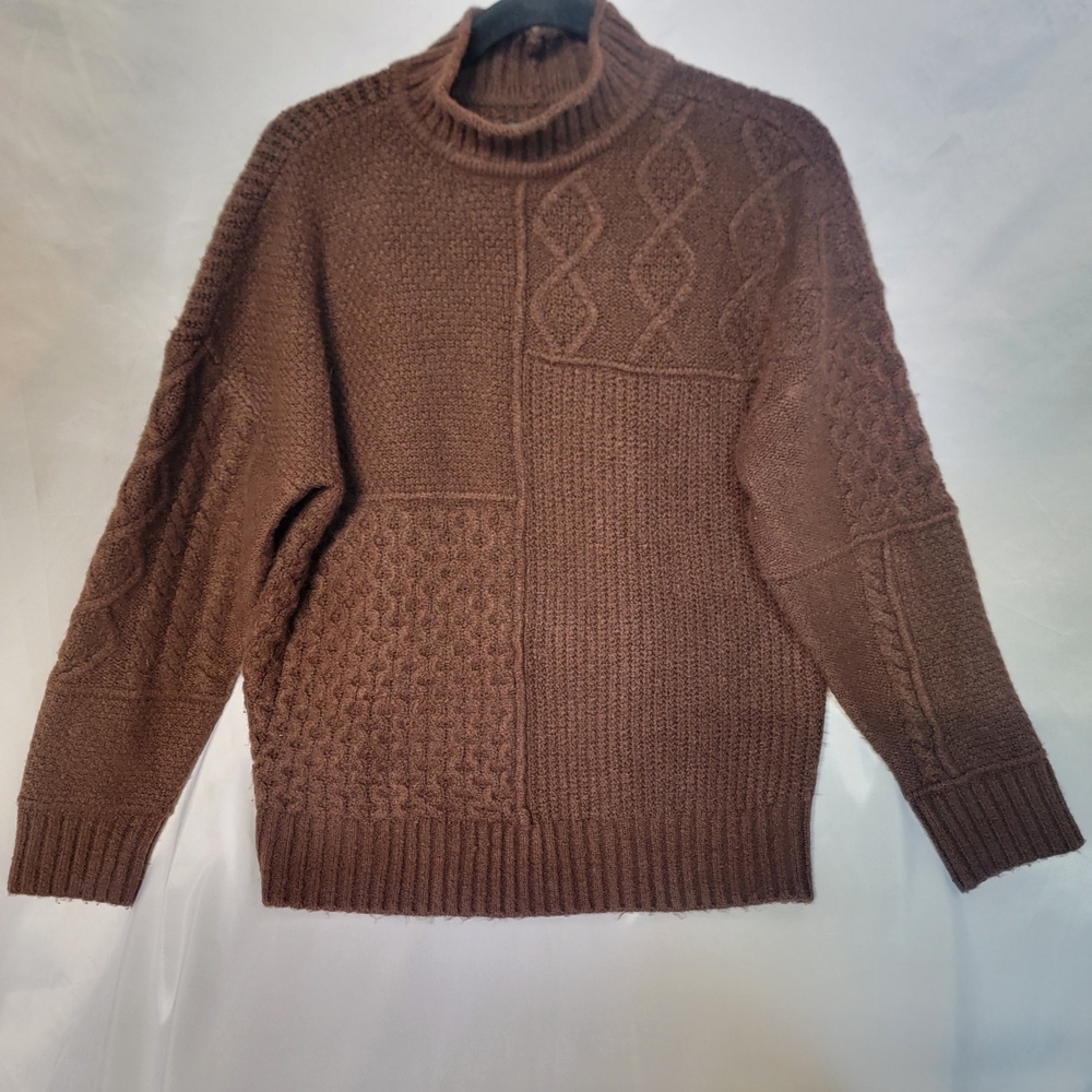 American Eagle Outfitters Brown Textured Mockeneck Sweater